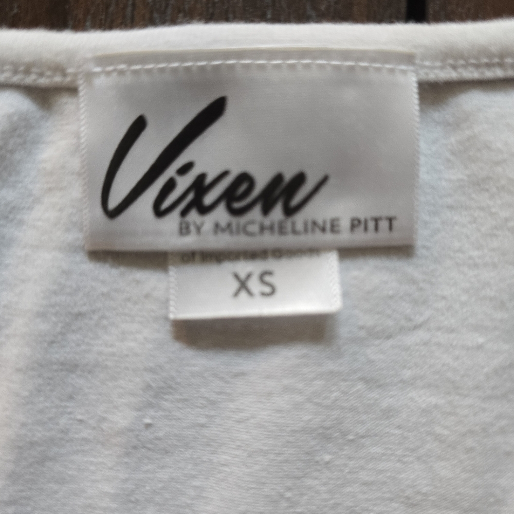 Vixen by Micheline Pitt White Fitted Long Sleeve Top XS - Picture 2 of 2